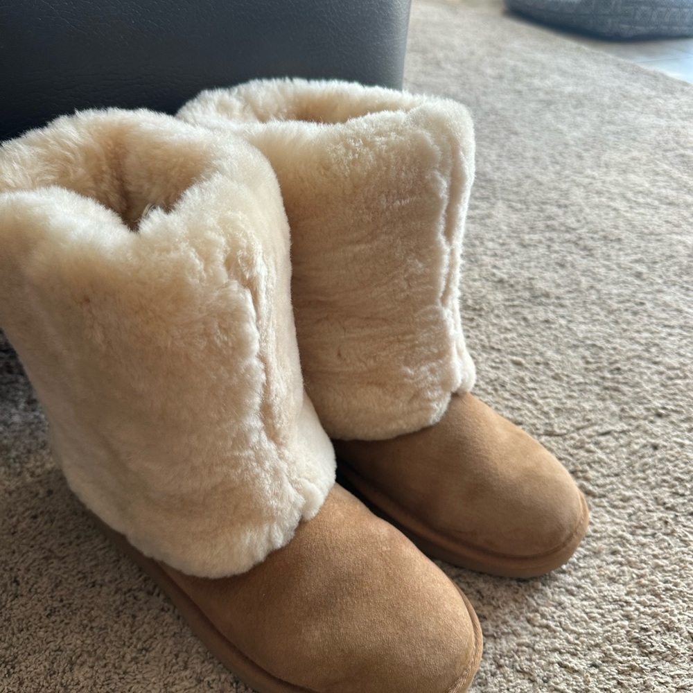 Cozy Tan and Cream Shearling Ugg Boots